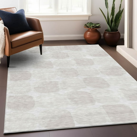 Addison Rugs Chantille Indoor/Outdoor Transitional Circles Ivory Washable Rectangle Rug, 3' x 5'