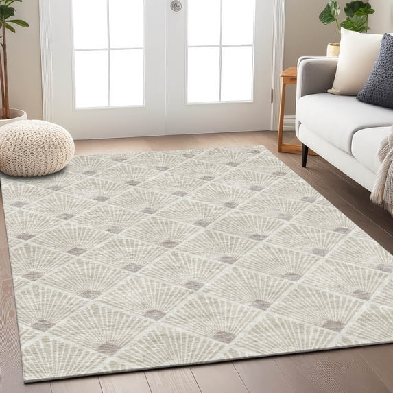 Addison Rugs Chantille Indoor/Outdoor Transitional Diamonds Beige Washable Rectangle Rug, 10' x 14'