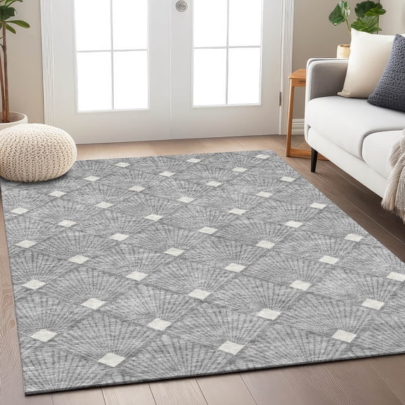 Addison Rugs Chantille Indoor/Outdoor Transitional Diamonds Gray Washable Rectangle Rug, 3' x 5'