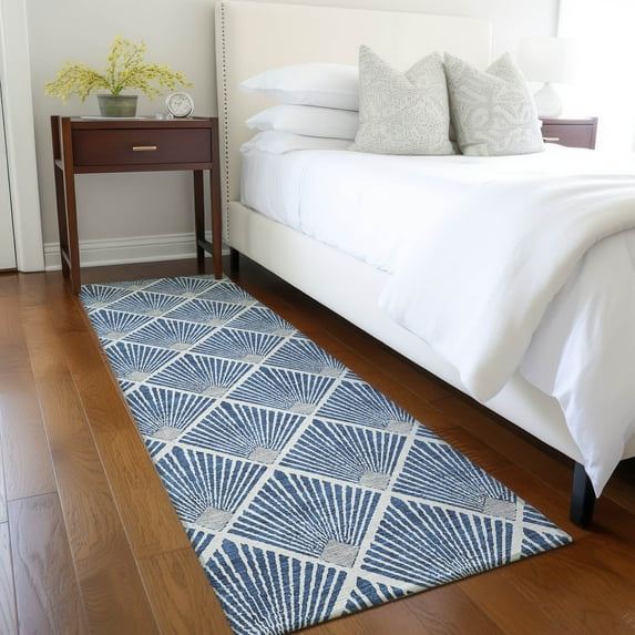 Addison Rugs Chantille Indoor/Outdoor Transitional Diamonds Navy Washable Runner Rug, 2'3" x 7'6"