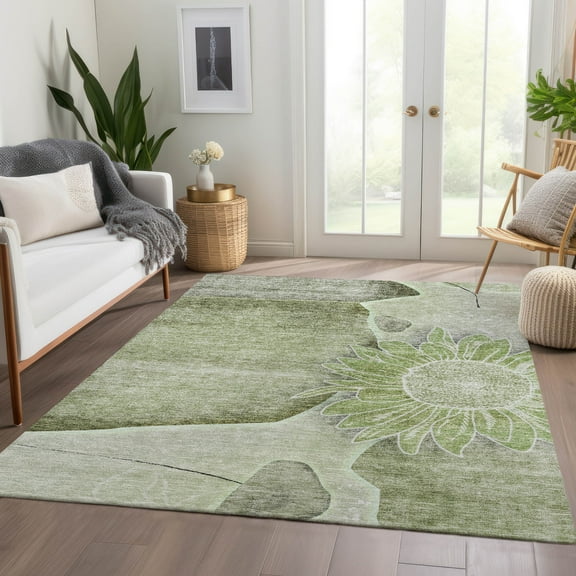 Addison Rugs Chantille Indoor/Outdoor Transitional Floral Aloe Washable Rectangle Rug, 10' x 14'