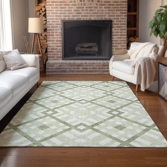 Addison Rugs Machine Washable Indoor/ Outdoor Chantille Modern Trellis Rug Aloe - 5' x 7'6"