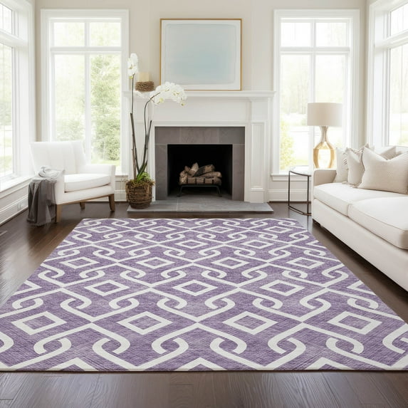 Addison Rugs Chantille Indoor/Outdoor Transitional Geometric Purple Washable Rectangle Rug, 3' x 5'