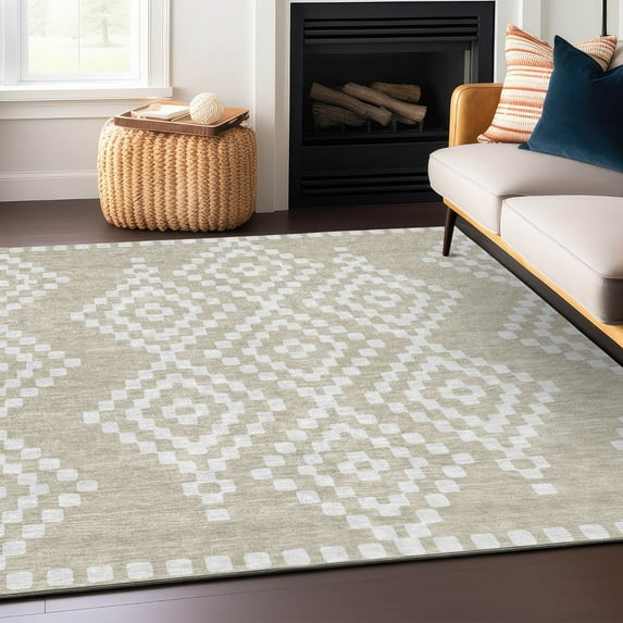 Addison Rugs Chantille Indoor/Outdoor Transitional Diamonds Beige Washable Rectangle Rug, 2'6" x 3'10"