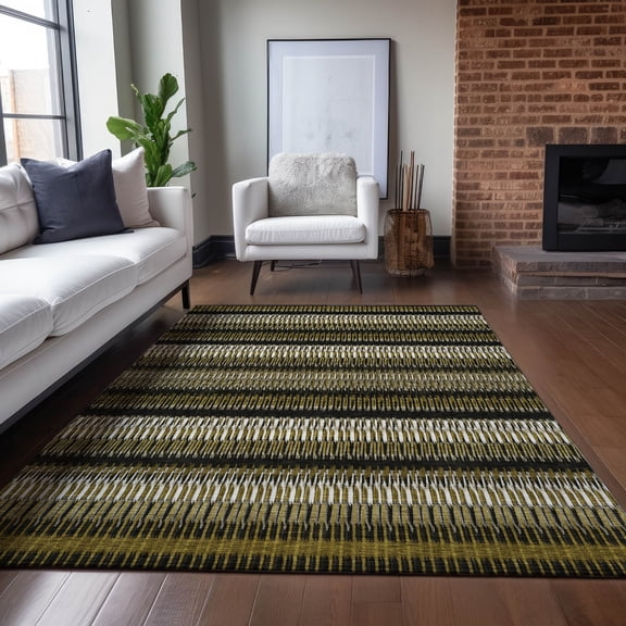 Addison Rugs Chantille Indoor/Outdoor Transitional Stripes Brown Washable Rectangle Rug, 10' x 14'