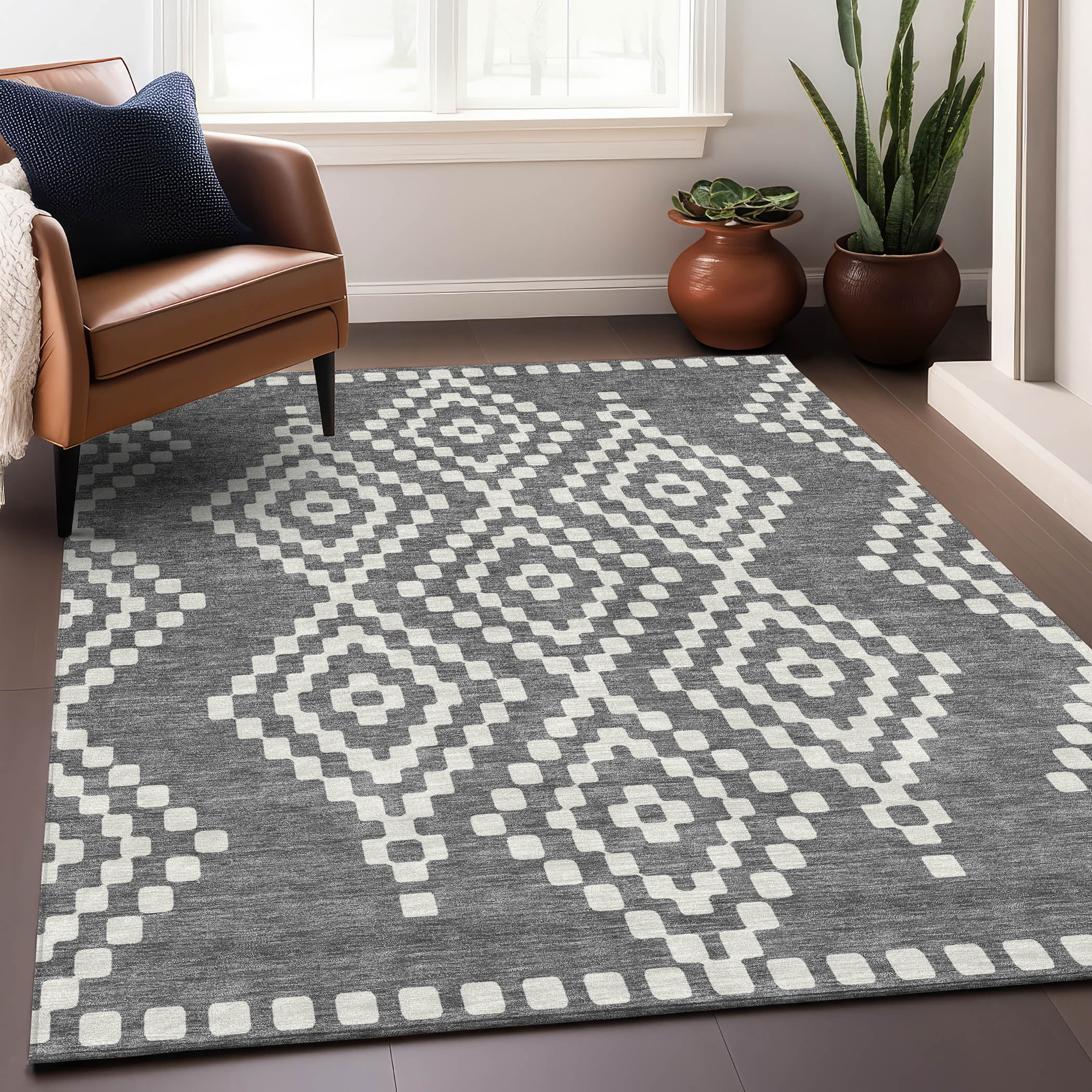Addison Rugs Chantille Indoor/Outdoor Transitional Diamonds Gray ...
