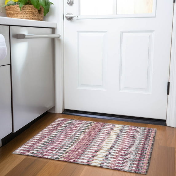 Addison Rugs Chantille Indoor/Outdoor Transitional Southwest Mauve Washable Rectangle Rug, 1'8" x 2'6"