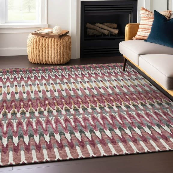 Addison Rugs Chantille Indoor/Outdoor Transitional Southwest Mauve Washable Rectangle Rug, 10' x 14'