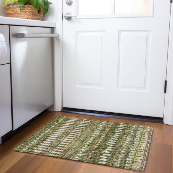 Addison Rugs Chantille Indoor/Outdoor Transitional Southwest Olive Washable Rectangle Rug, 1'8" x 2'6"