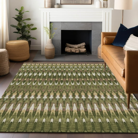 Addison Rugs Chantille Indoor/Outdoor Transitional Southwest Olive Washable Rectangle Rug, 5' x 7'6"