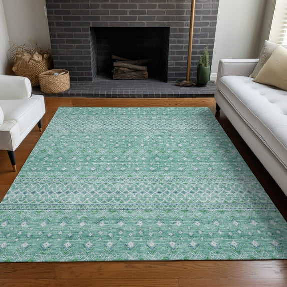 Addison Rugs Chantille Indoor/Outdoor Transitional Boho Aqua Washable Rectangle Rug, 10' x 14'