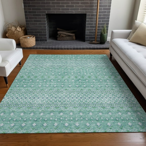 Addison Rugs Chantille Indoor/Outdoor Transitional Boho Aqua Washable Rectangle Rug, 2'6" x 3'10"