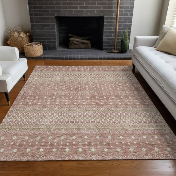 Addison Rugs Chantille Indoor/Outdoor Transitional Boho Blush Washable Rectangle Rug, 8' x 10'