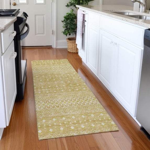 Addison Rugs Chantille Indoor/Outdoor Transitional Boho Gold Washable Runner Rug, 2'3" x 7'6"