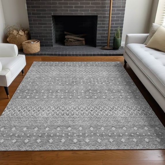 Addison Rugs Chantille Indoor/Outdoor Transitional Boho Silver Washable Rectangle Rug, 10' x 14'