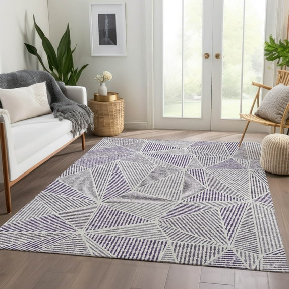 Addison Rugs Chantille Indoor/Outdoor Transitional Geometric Purple Washable Rectangle Rug, 5' x 7'6"