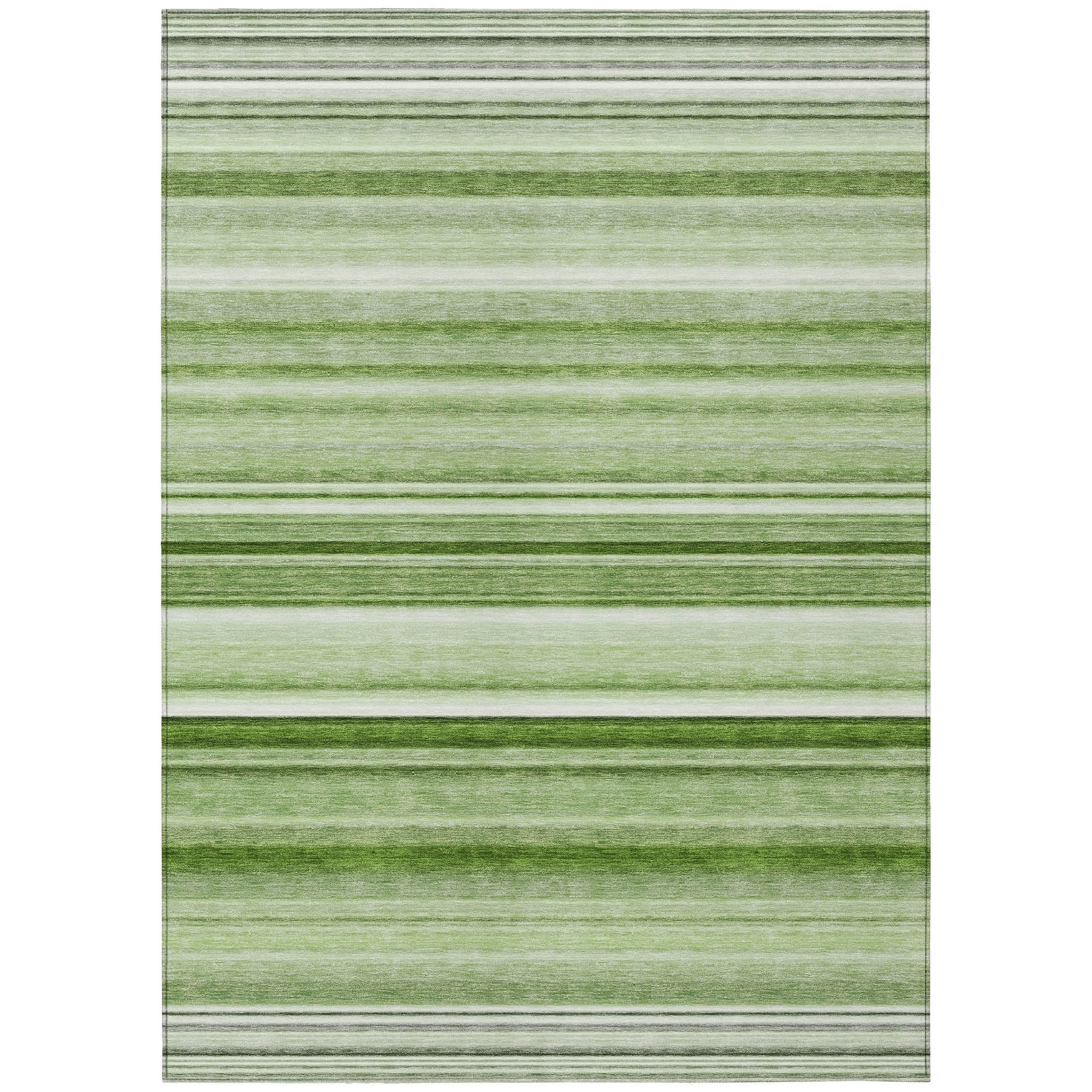 Aloe Green Striped Synthetic Reversible 5' x 7' Rug