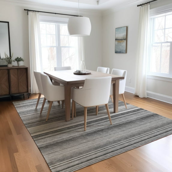 Addison Rugs Chantille Indoor/Outdoor Transitional Stripes Gray Washable Rectangle Rug, 2'6" x 3'10"