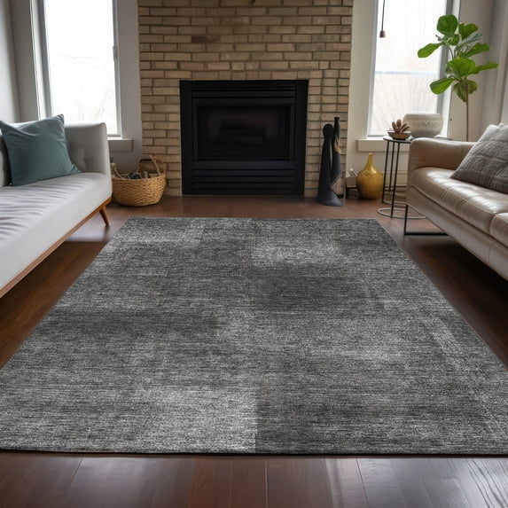 Addison Rugs Chantille Indoor/Outdoor Transitional Squares Gray Washable Rectangle Rug, 9' x 12'