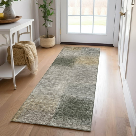 Addison Rugs Chantille Indoor/Outdoor Transitional Squares Taupe Washable Runner Rug, 2'3" x 7'6"