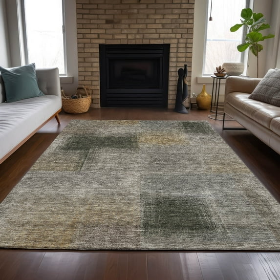 Addison Rugs Chantille Indoor/Outdoor Transitional Squares Taupe Washable Rectangle Rug, 9' x 12'
