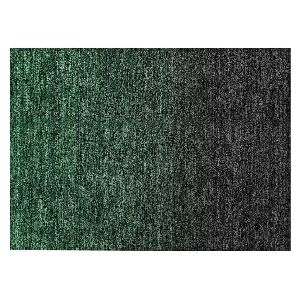 Emerald and Black Flat Woven Synthetic Indoor/Outdoor Rug
