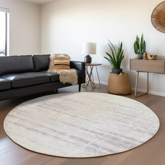 Addison Rugs Chantille Indoor/Outdoor Transitional Modern Lavender Washable Round Rug, 8' x 8'