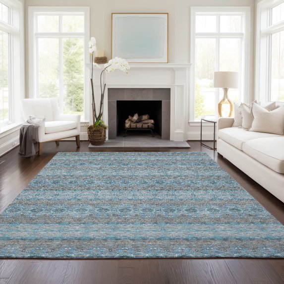 Addison Rugs Chantille Indoor/Outdoor Transitional Bohemian Teal Washable Rectangle Rug, 10' x 14'