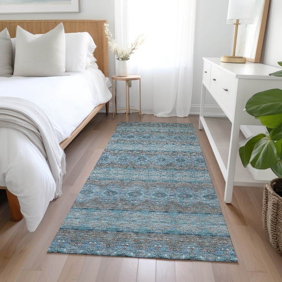 Addison Rugs Chantille Indoor/Outdoor Transitional Bohemian Teal Washable Runner Rug, 2'3" x 7'6"