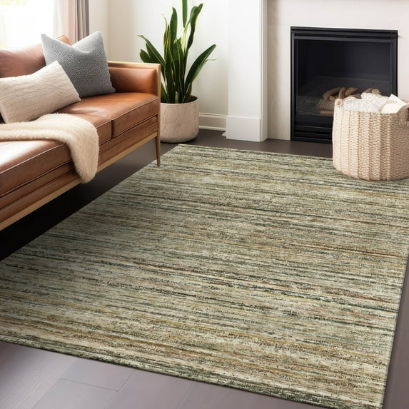 Addison Rugs Chantille Indoor/Outdoor Transitional Stripes Beige Washable Rectangle Rug, 3' x 5'