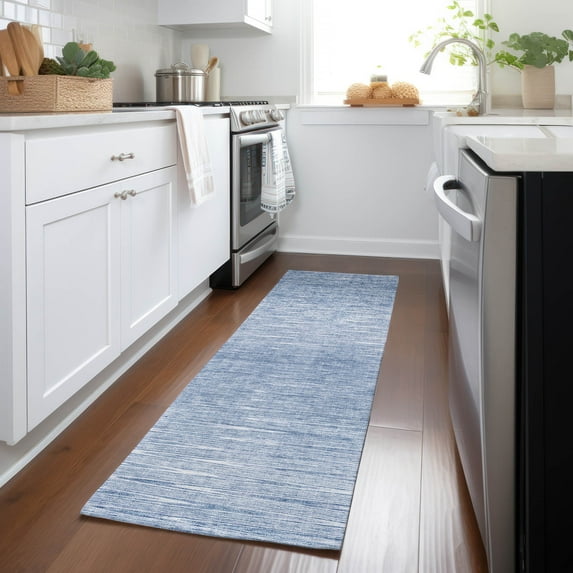 Addison Rugs Chantille Indoor/Outdoor Transitional Lines Denim Washable Runner Rug, 2'3" x 7'6"