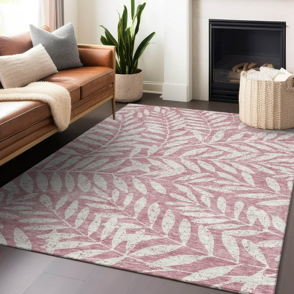 Addison Rugs Chantille Indoor/Outdoor Transitional Floral Blush Washable Rectangle Rug, 3' x 5'