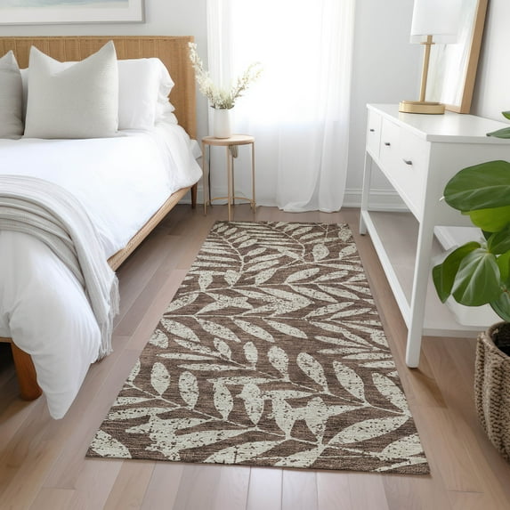 Addison Rugs Chantille Indoor/Outdoor Transitional Floral Brown Washable Runner Rug, 2'3" x 7'6"