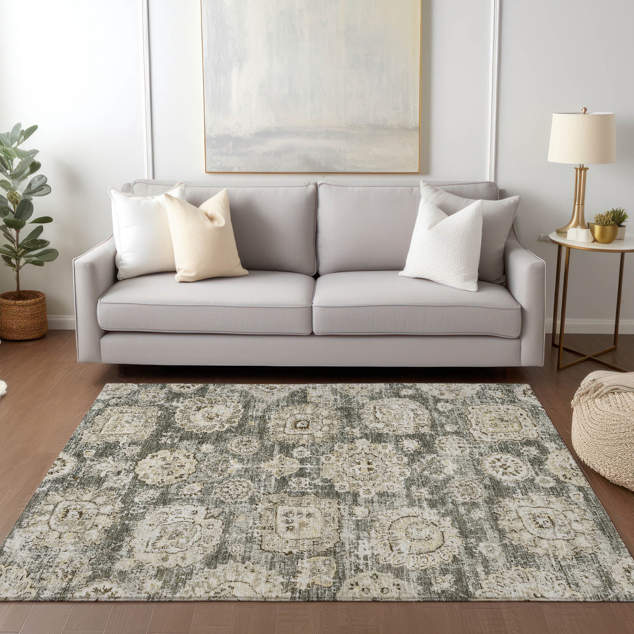 Addison Rugs Chantille Indoor/Outdoor Transitional Floral Taupe ...