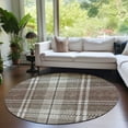thumbnail image 1 of Addison Rugs Chantille Indoor/Outdoor Transitional Plaid Brown Washable Round Rug, 8' x 8', 1 of 6