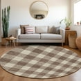 thumbnail image 1 of Addison Rugs Chantille Indoor/Outdoor Transitional Plaid Brown Washable Round Rug, 8' x 8', 1 of 6