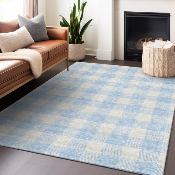 Addison Rugs Chantille Indoor/Outdoor Transitional Plaid Sky Washable Rectangle Rug, 3' x 5'