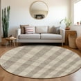 thumbnail image 1 of Addison Rugs Chantille Indoor/Outdoor Transitional Plaid Beige Washable Round Rug, 8' x 8', 1 of 6