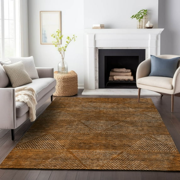 Addison Rugs Chantille Indoor/Outdoor Transitional Geometric Terracotta Washable Rectangle Rug, 3' x 5'