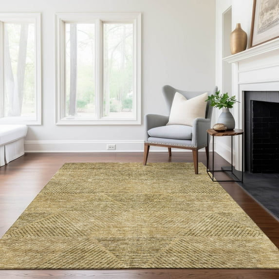 Addison Rugs Chantille Indoor/Outdoor Transitional Geometric Wheat Washable Rectangle Rug, 5' x 7'6"