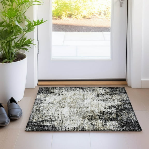 Addison Rugs Chantille Indoor/Outdoor Transitional Abstract Black Washable Rectangle Rug, 1'8" x 2'6"