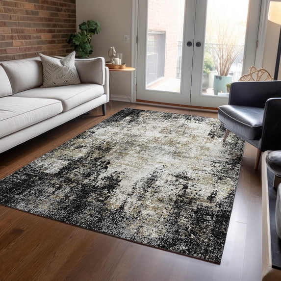 Addison Rugs Chantille Indoor/Outdoor Transitional Abstract Black Washable Rectangle Rug, 2'6" x 3'10"