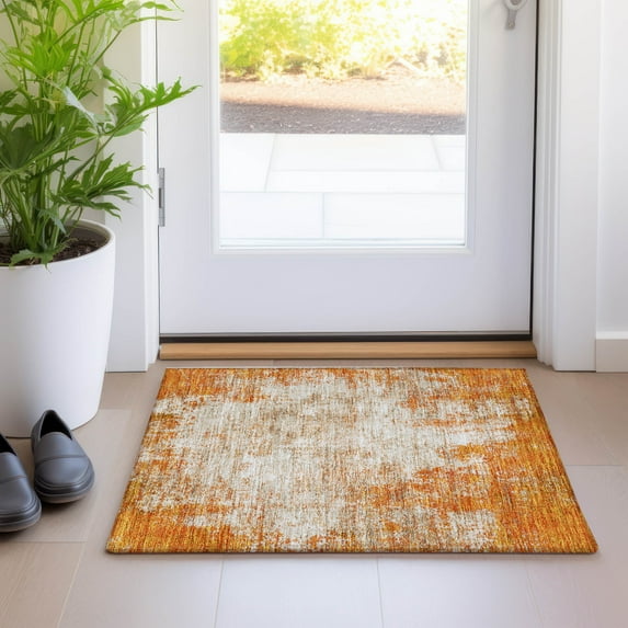 Addison Rugs Chantille Indoor/Outdoor Transitional Abstract Orange Washable Rectangle Rug, 1'8" x 2'6"