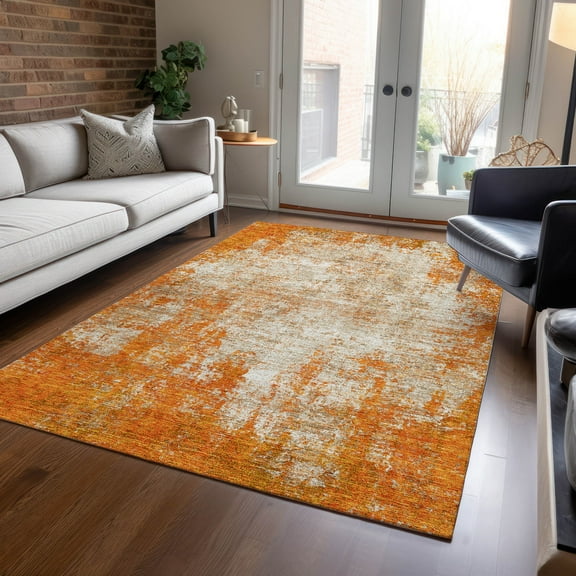 Addison Rugs Chantille Indoor/Outdoor Transitional Abstract Orange Washable Rectangle Rug, 10' x 14'