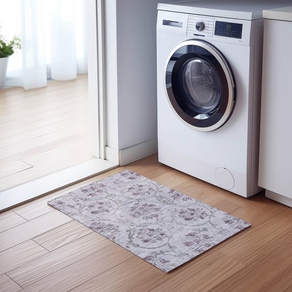 Addison Rugs Chantille Indoor/Outdoor Traditional Floral Lavender Washable Rectangle Rug, 1'8" x 2'6"