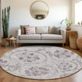 thumbnail image 1 of Addison Rugs Chantille Indoor/Outdoor Traditional Floral Lavender Washable Round Rug, 8' x 8', 1 of 6
