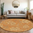 thumbnail image 1 of Addison Rugs Chantille Indoor/Outdoor Traditional Floral Orange Washable Round Rug, 8' x 8', 1 of 6