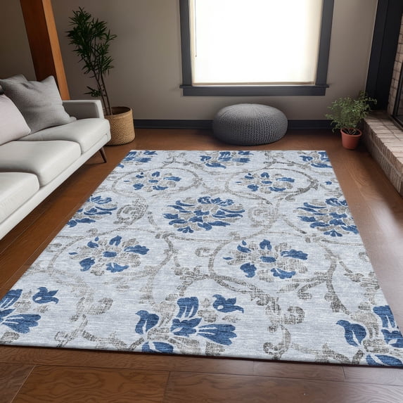 Addison Rugs Chantille Indoor/Outdoor Traditional Floral Sky Washable Rectangle Rug, 2'6" x 3'10"