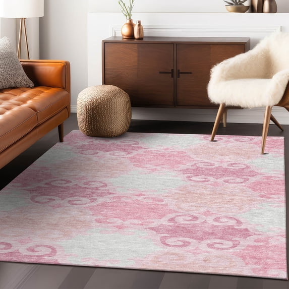 Addison Rugs Chantille Indoor/Outdoor Transitional Scrolls Pink Washable Rectangle Rug, 2'6" x 3'10"