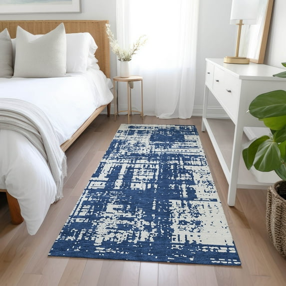 Addison Rugs Chantille Indoor/Outdoor Transitional Modern Navy Washable Runner Rug, 2'3" x 7'6"